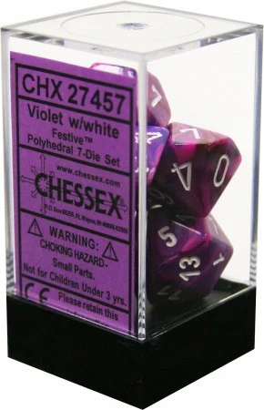 Dice Asst 7Pk Festive Violet/White