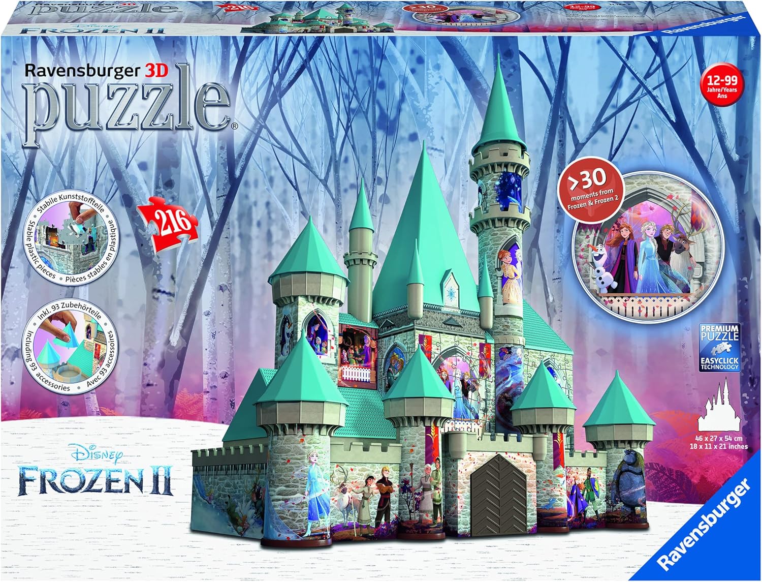 Disney Frozen 2 Castle - 216 Piece 3D Jigsaw Puzzle (DAMAGED)