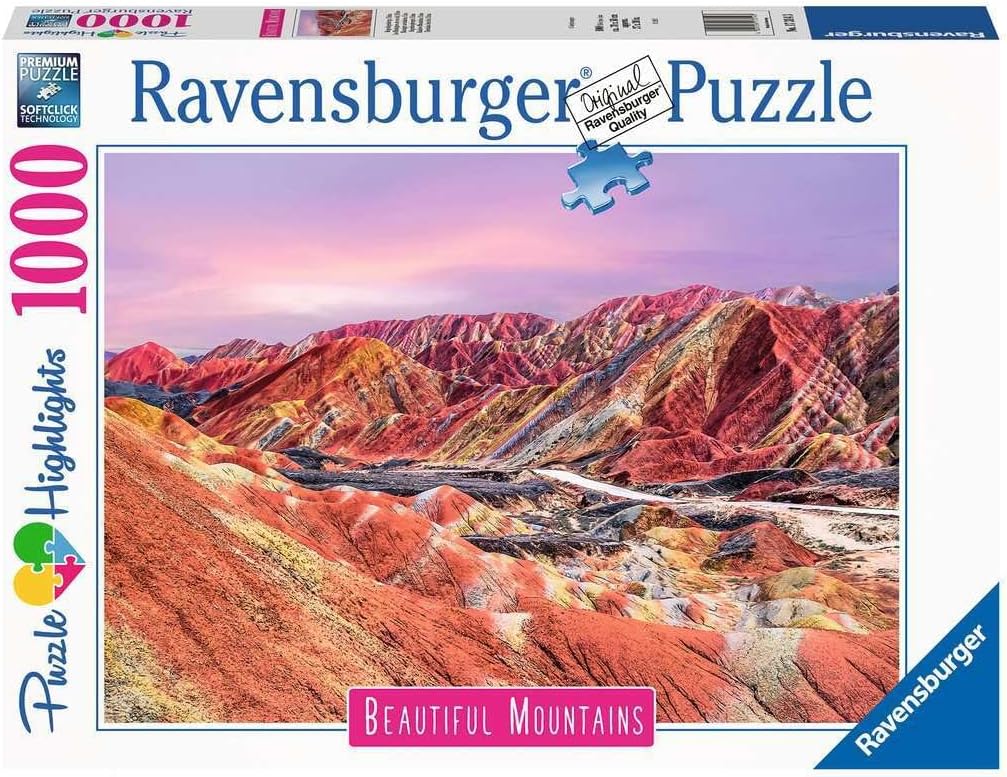 Ravensburger 1000 Pieces Puzzle - Rainbow Mountains, China (DAMAGED)